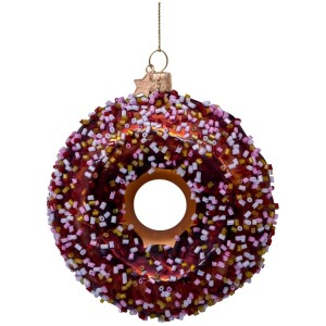 Vondels Ornament glass brown donut, Juletræspynt brun donut