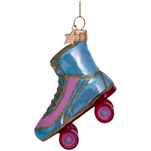 Vondels Ornament glass blue/pink opal rollerskate, Juletræspynt rulleskøjte