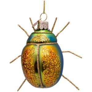 Vondels Ornament glass blue/green scarabee w/glitter, Juletræspynt torbister